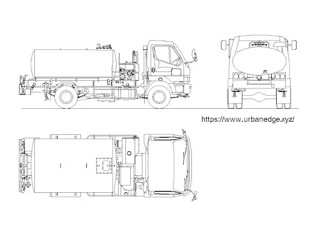 Tanker Truck cad block download - Plan and Elevations