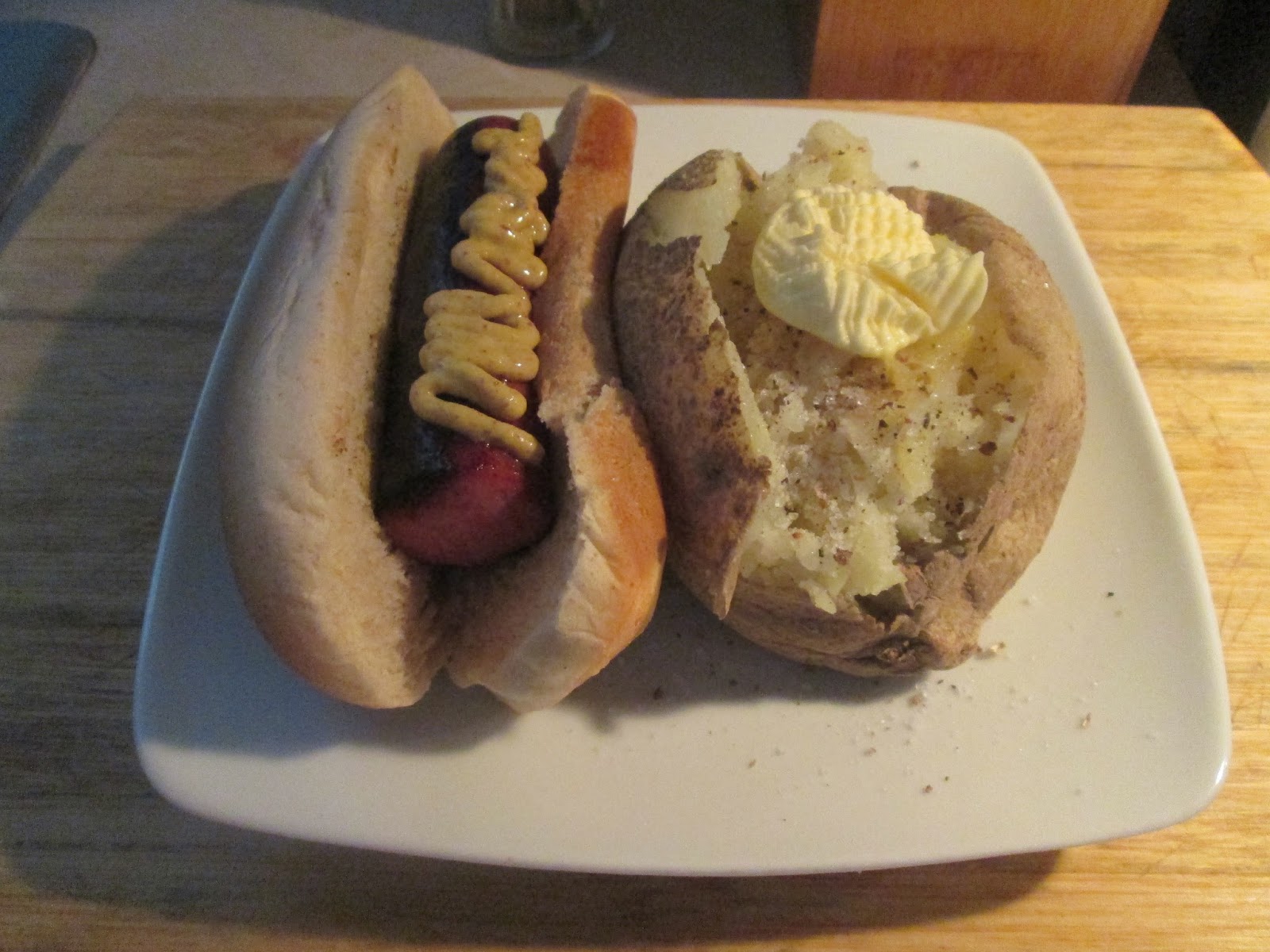 Diab2Cook Smoked Turkey Sausage Dogs w/ Baked Potato