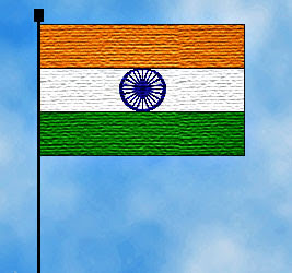Indian flag on cloudy background