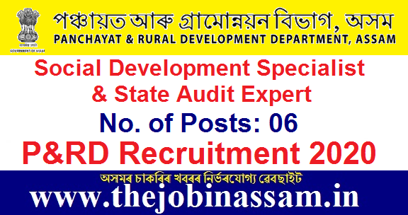 PNRD Assam recruitment 2020