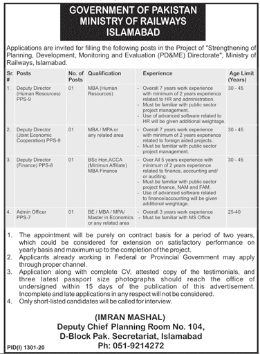 Latest Jobs In Ministry Of Railways Islamabad 2020 