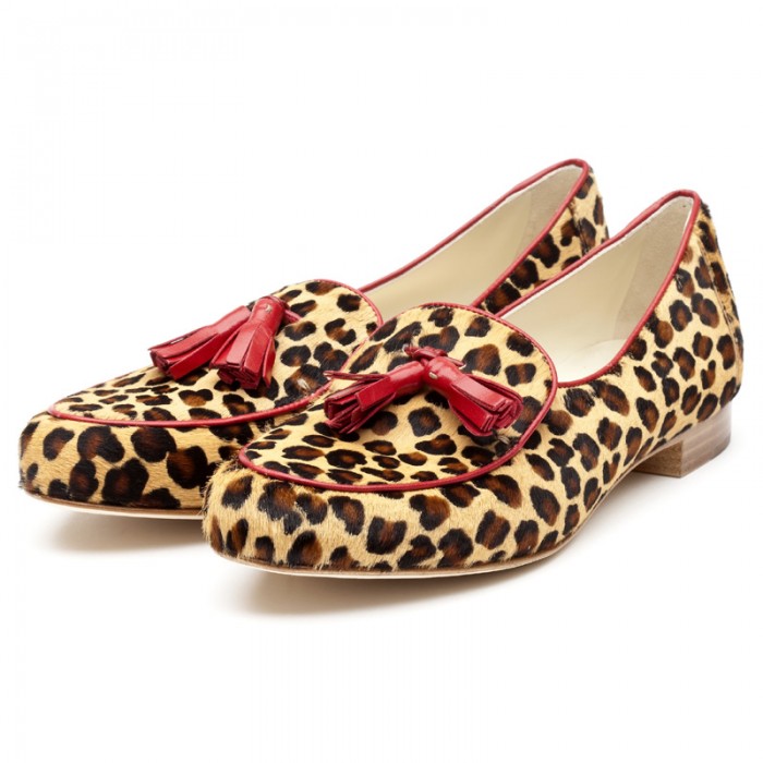 leopard print flats with tassel