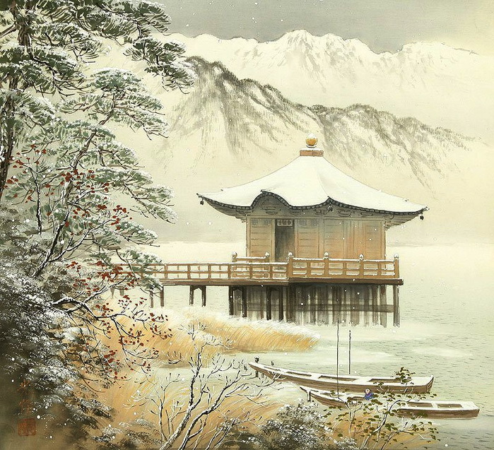 Японский пейзаж горы Японский пейзаж горы