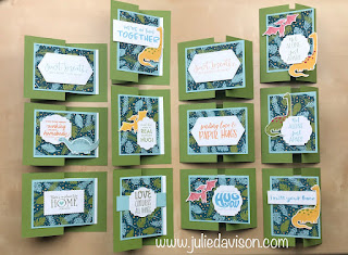 FREE Online Class: Stampin' Up! #ShareSunshine Covid-19 Product Giveback #stampinup #sudifferencemaker ~ 12 Quick & Easy Fun Fold Cards featuring Dinoroar Designer Paper ~ www.juliedavison.com