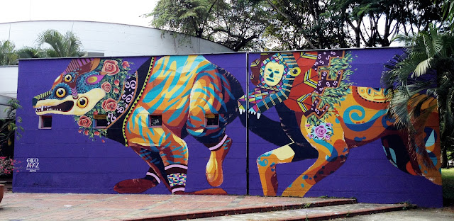 While we last heard from her a few days ago in Mexico, Gleo has now reached the shores of Colombia where she teamed up with local artist Apaz to work on a new piece.