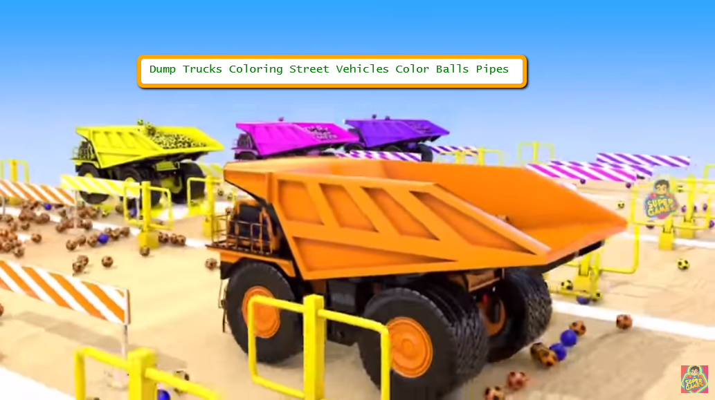 Colors for Children to Learn With Dump Trucks Coloring Street Vehicles