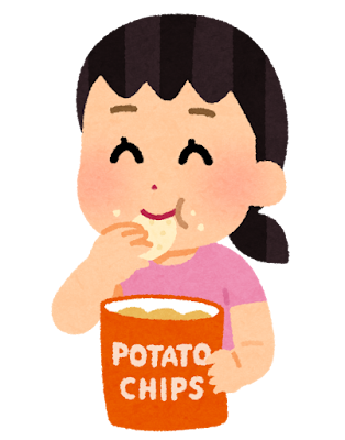 ポテトチップを食べる人のイラスト（女の子）