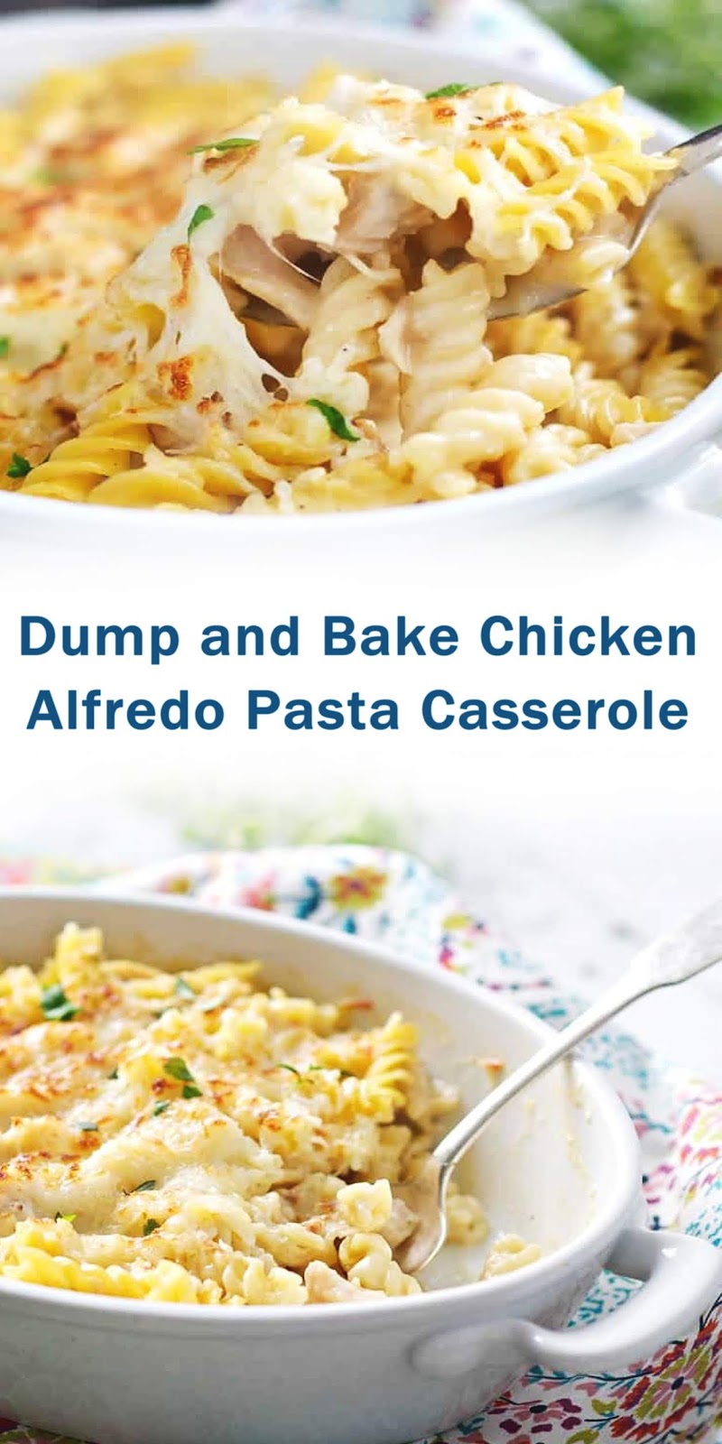 Dump and Bake Chicken Alfredo Pasta Casserole 3 SECONDS