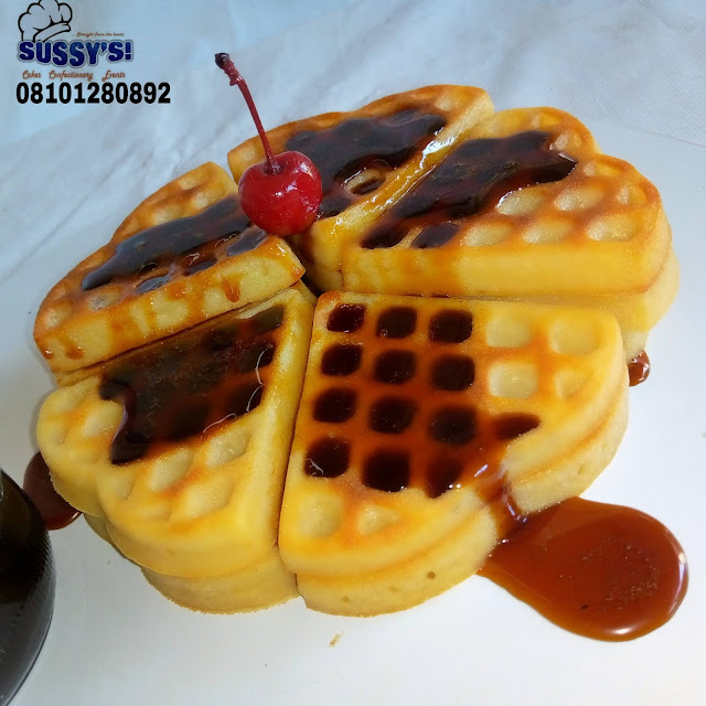 Waffles drizzled with Maple syrup