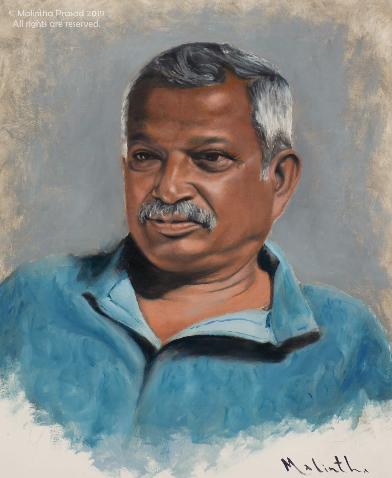 Commissioned Charcoal and oil paint Portraits by Malintha Prasad Srilanka