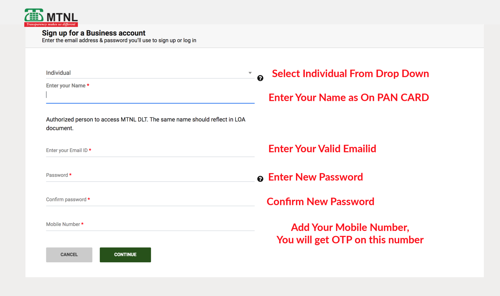 How to Registered Your DLT Account On MTNL