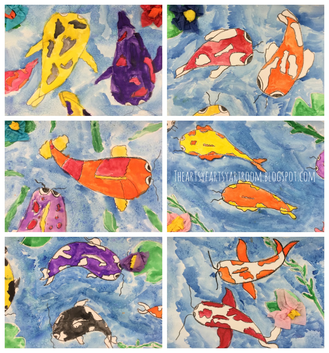 The Artsy Fartsy Art Room: Japanese Koi Fish with 3rd Grade