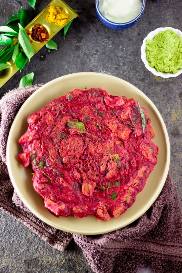 How to make vegan beetroot besan dosa beetroot paratha recipe at www.oneteaspoonoflife.com