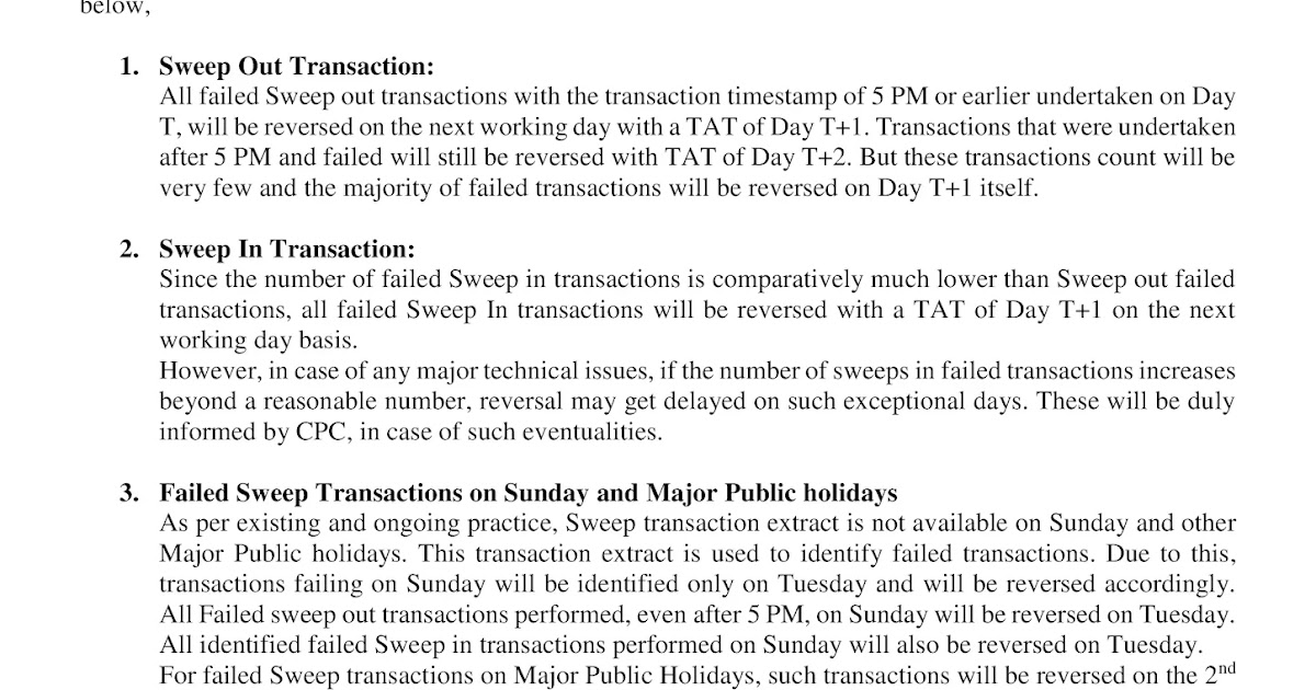 IPPB Turn Around Time (TAT) of Failed Sweep transactions Post Office