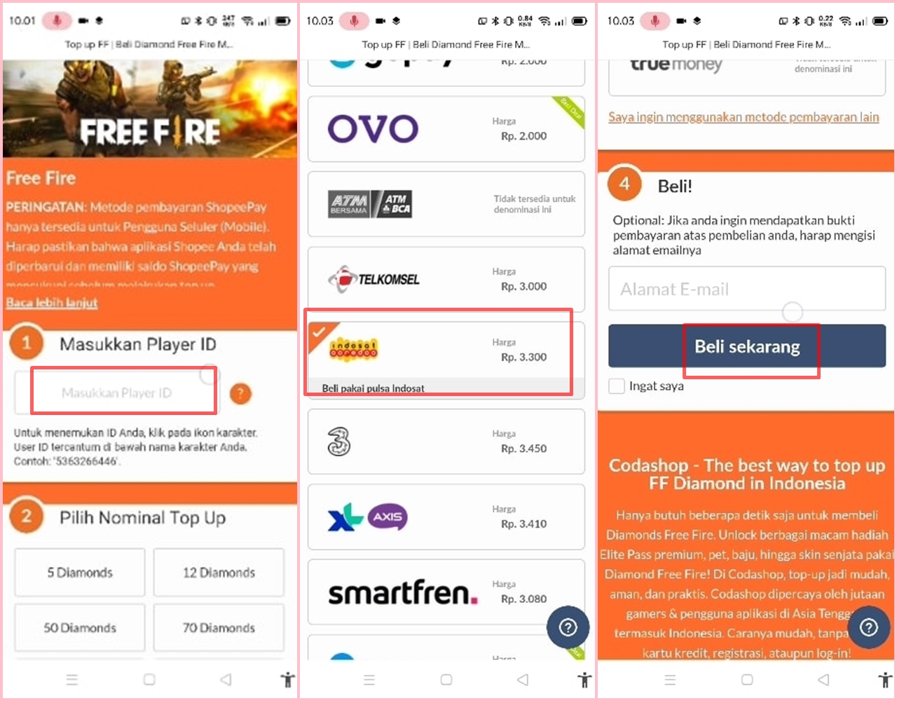 Cara Top Up Diamond Free Fire Di Pakai Pulsa