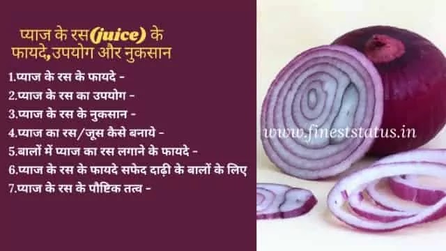 प्याज के रस(juice) के फायदे,उपयोग और नुकसान | Pyaj Ke Ras Ke Benefits