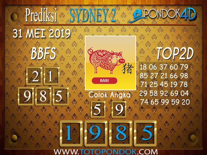 Prediksi Togel SYDNEY 2 PONDOK4D 31 MEI 2019