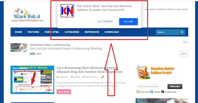 Cara Memasangtombol Notifikasi Browser Pust Notifications Blogger Responsive Gratis Nizare Life 95