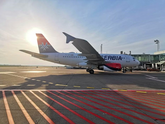 Air Serbia Airbus aircraft at Belgrade Airport