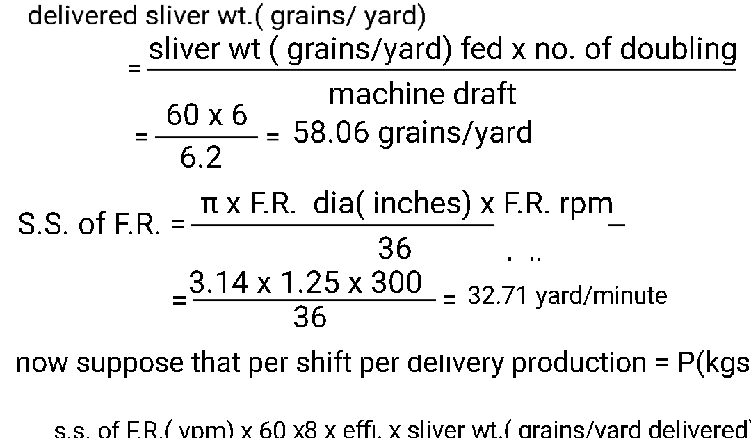 Textile Adviser Some numerical questions of draw frame production