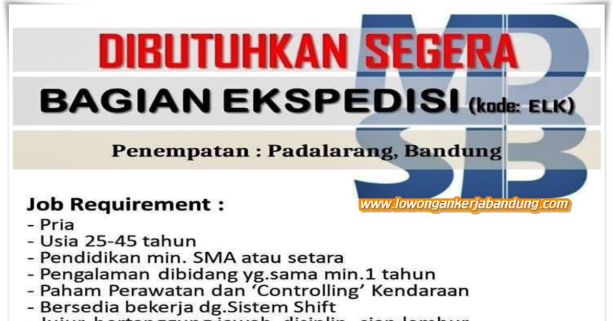 Lowongan Kerja Bagian Ekspedisi Bandung
