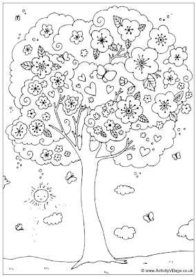 Spring Coloring Pages on Spring Blossom Tree Coloring Page    Disney Coloring Pages