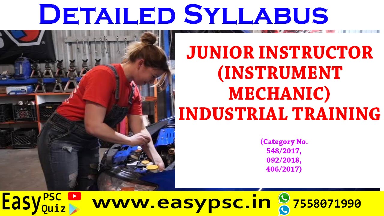 JUNIOR INSTRUCTOR (INSTRUMENT MECHANIC) INDUSTRIAL TRAINING