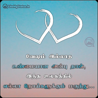 வேஷம் இல்லாத உண்மையான அன்பு தான், இந்த உலகத்தில் எல்லா நோய்களுக்கும் மருந்து...