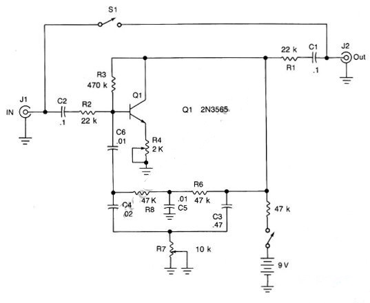 Funk (Twang) Guitar Effect Box Circuit Diagram | Circuits ...