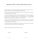 Agreement Letter To Extend Debt Payment Terms Agreement Letter To Extend Debt Payment Terms