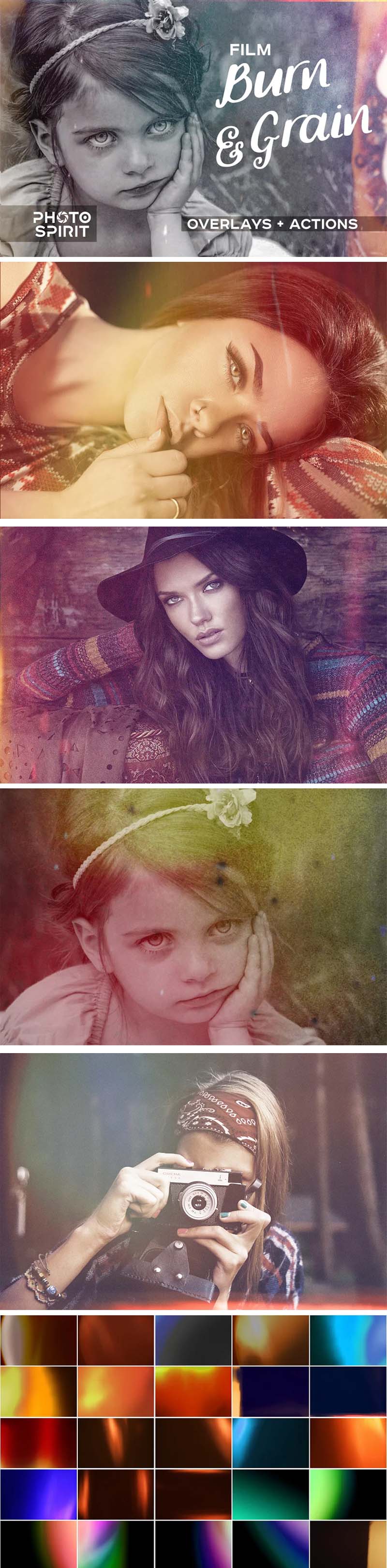 Film Burn, Grain Effects Overlays