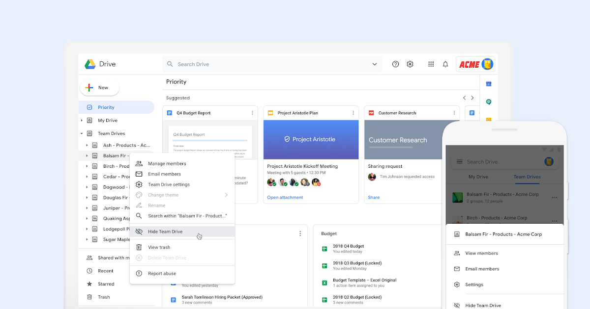 Google Workspace Updates Improvements to organizing and finding Team