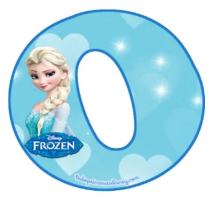 Frozen Elsa Alphabet with Hearts. Abecedario de Elsa de Frozen con Corazones Celestes. 