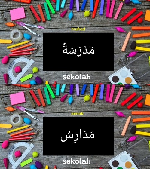 sekolah & peralatannya dalam bahasa arab tunggal dan jamak