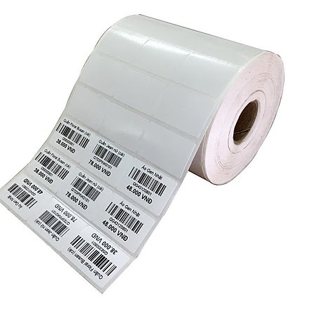 Mẫu giấy cuộn in mã vạch 3 tem 35x22mm