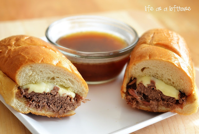 French Dip sandwiches are delicious yet simple sandwiches made with beef steak that's been slow cooked in the Crock Pot. Life-in-the-Lofthouse.com