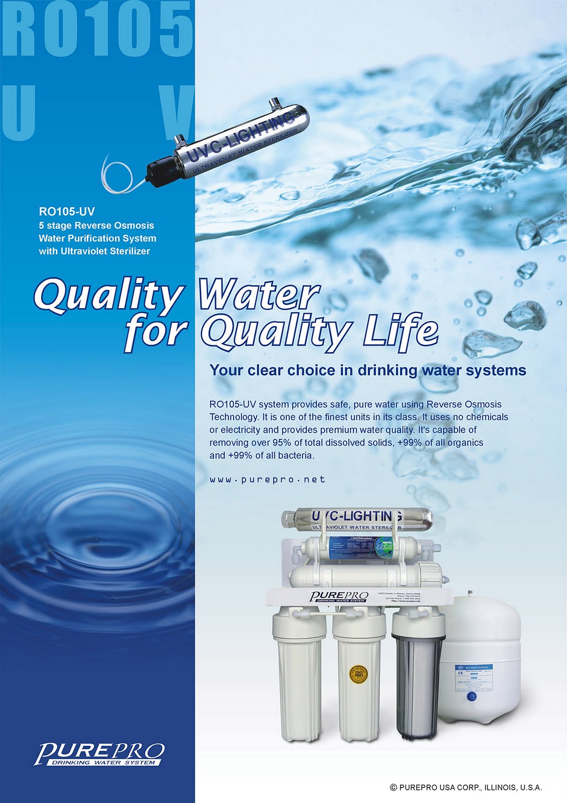 PurePro® RO105UV Reverse Osmosis Pure Water Filtration System