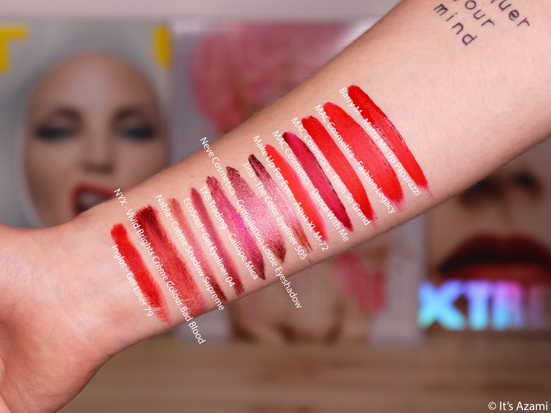 It's Azami Trend Red Eyeliner - 3ina Colour Eyeliner 505 - Nabla Supreme Crème Shadow - Neve Cosmetics Compilation - TKB Trading Calliope - Inglot Gel Liner 79 - MAC Cosmetics Feels So Grand Fashion Legacy Dance With Me - NYX Vivid Brights Crème Colour Bad Blood - Make Up For Ever Aqua XL M-72 Review & Swatches - Paris London Beauty Blogger Youtuber Makeup Artist It's Azami Trend Red Eyeliner - 3ina Colour Eyeliner 505 - Nabla Supreme Crème Shadow - Neve Cosmetics Compilation - TKB Trading Calliope - Inglot Gel Liner 79 - MAC Cosmetics Feels So Grand Fashion Legacy Dance With Me - NYX Vivid Brights Crème Colour Bad Blood - Make Up For Ever Aqua XL M-72 Review & Swatches - Paris London Beauty Blogger Youtuber Makeup Artist