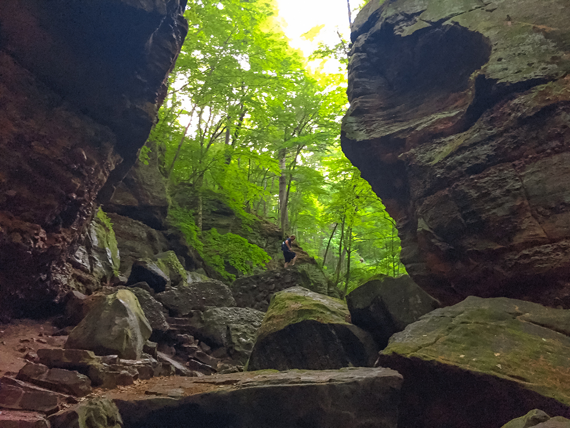 The Trail into Parfrey's Glen becomes difficult further into the glen hikers must walk through the stream