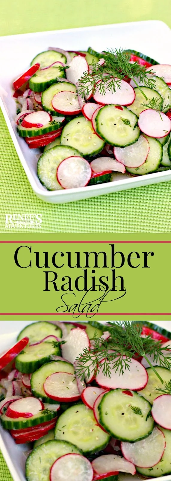 Dilled Cucumber and Radish Salad | Renee's Kitchen Adventures - easy salad made with fresh cucumbers and radish accented with dill. Perfect Spring vegetable side dish for any meal! 