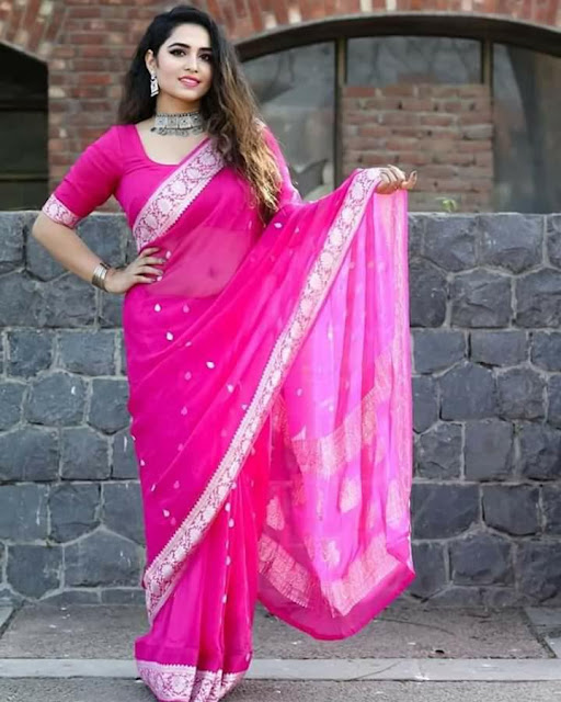 Pure Georgette Chiffon khaddi silver buti colourfull sarees price 5100 Rs.