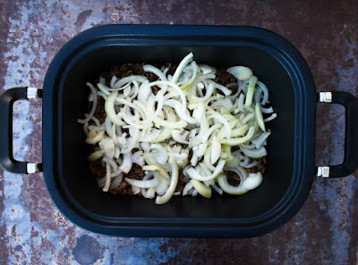 Slow Cooker Vegan Savoury Mince - Step 2 - Onions in the pan