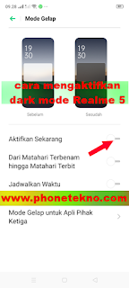 Cara mengaktifkan fitur dark mode Realme 5