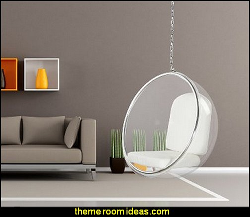 Hanging Bubble Chair mod retro home decor mid century modern bedroom Retro mod style decorating ideas - mid century mod style decorating ideas - mid century furniture - Modern Retro eclectic decorating ideas - retro decor - funky modern decorating - 50s, 60s, 70s - Mid century Interiors - retro mod style nursery - mid century modern bedroom Hanging Bubble Chair mod retro home decor mid century modern bedroom