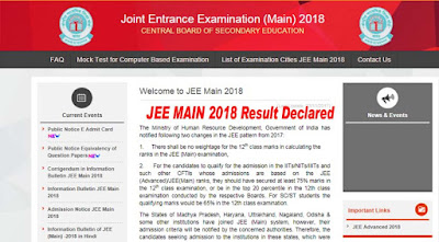 JEE Main Result 2018 Declared jeemain.nic.in Name Wise, Top 10 Student List, 2,31,024 Qualify For JEE Advanced 2018