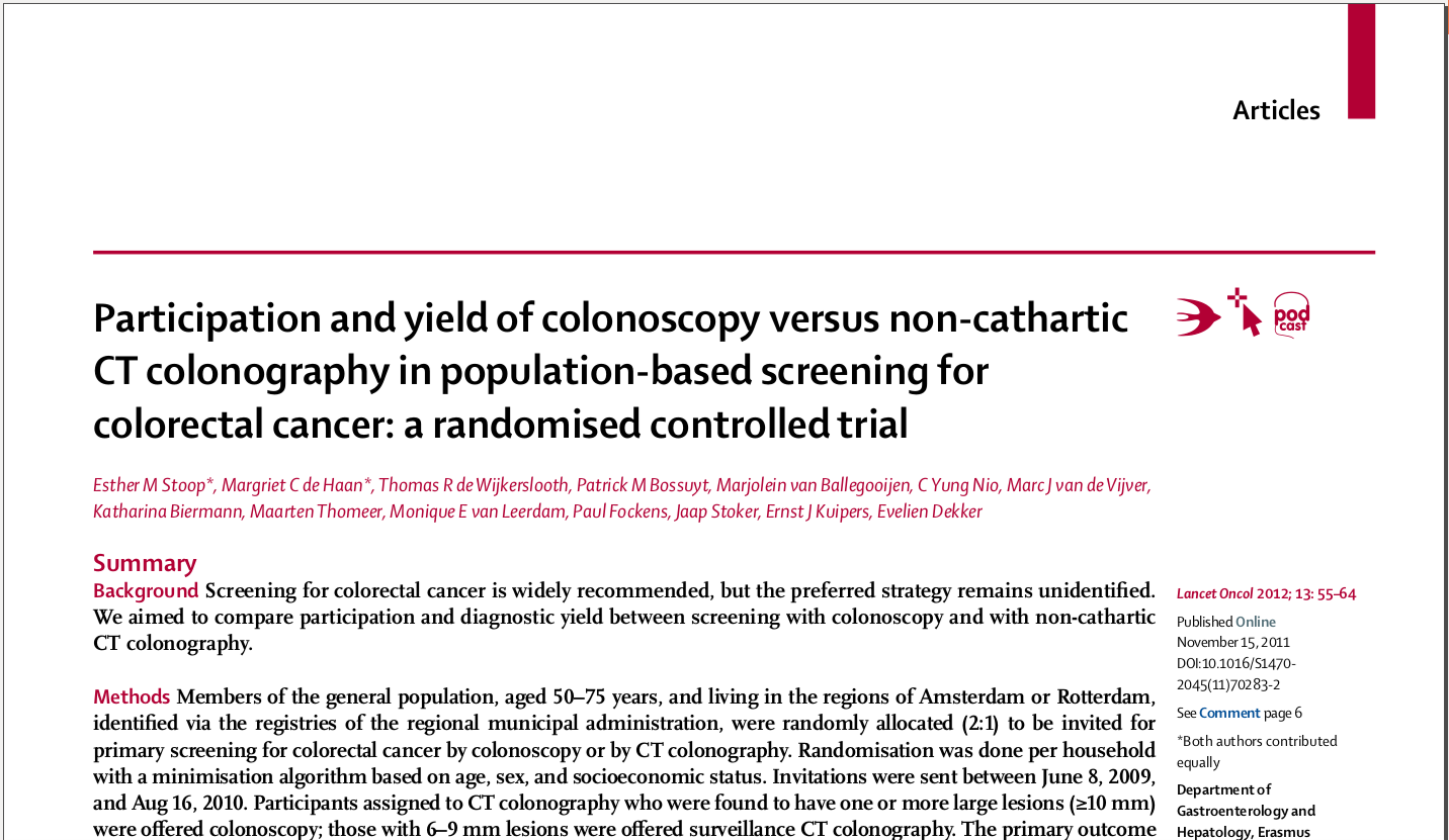 Oncología Colorrectal Participation and yield of colonoscopy versus