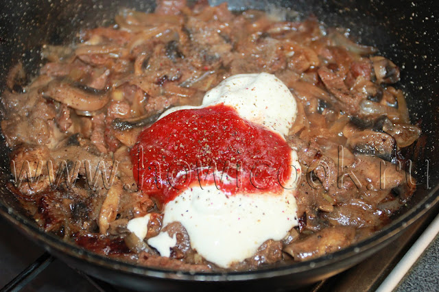 рецепт тушеной говядины с грибами с пошаговыми фото