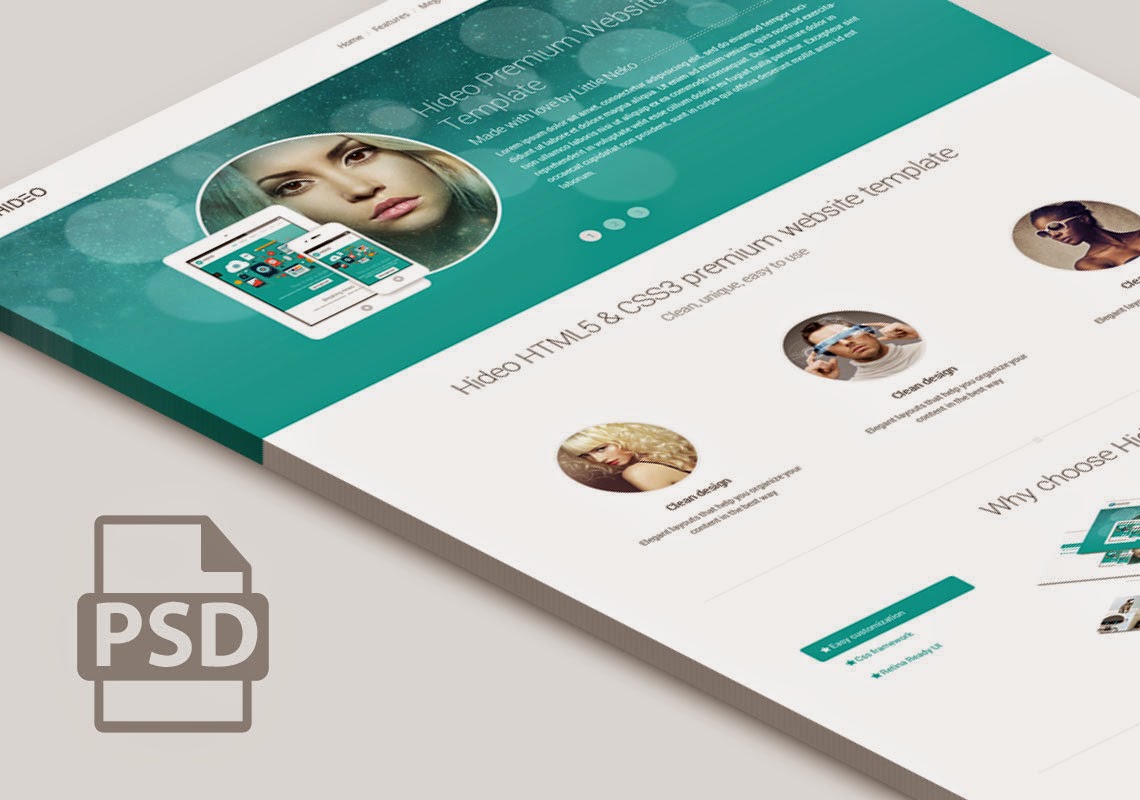  Free Home Page Psd Responsive Flate desain