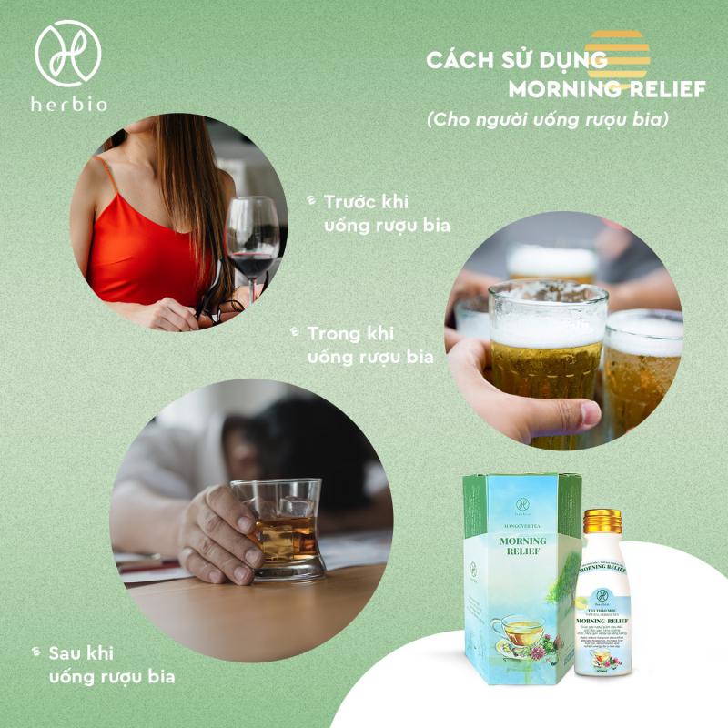 Trà Thảo Mộc Morning Relief Giải Rượu Giải Độc Gan Herbio - Lốc 06 Chai