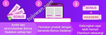 Cara mengambil dan menggunakan bonus voucherdadakan lazada